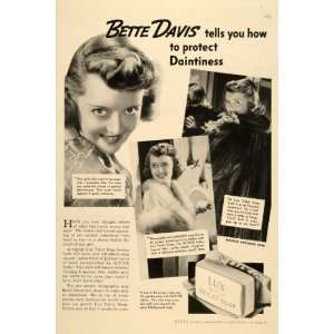  1937 Ad Lux Toilet Soap Bette Davis Warner Brother Star 