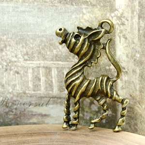 10 Antique Bronze Vintage Brass Animal Donkey Pendant Findings 