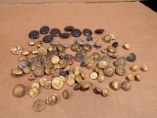   Mixed Sizes Brass Military Buttons Different Designs Vintage & Antique
