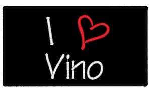 LOVE VINO PATCH Heart Iron on Badge Tag Black WINE  
