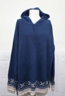 DENIM & CO LONG SLEEVE HOODED NAVY SWEATER 2X A266  