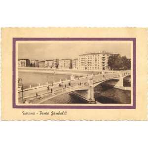  1950s Vintage Postcard Ponte Garibaldi   Verona Italy 