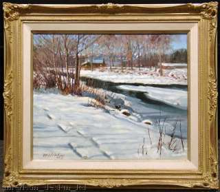 William H Atkins Silent White Sparkling Light original oil painting 