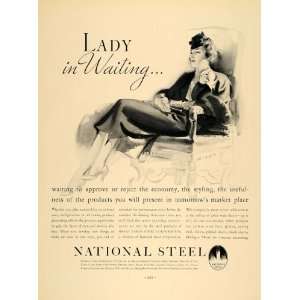  1936 Ad National Steel Pittsburgh Lady Chair Dress Wait 