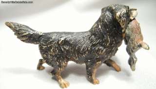 Antique Vienna Bronze Hunting Dog With Rabbit Geschutzt  