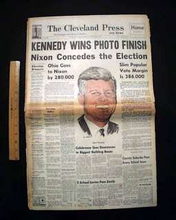 1960 Election John F. Kennedy Defeats Nixon Great Color Image Original 