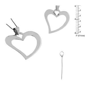  Sterling Silver Curved Open Heart Pendant Jewelry