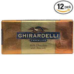 Ghirardelli Chocolate Milk Chocolate with Almonds Bar, 3 Ounce Bars 