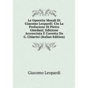   Corretta Da G. Chiarini (Italian Edition) Giacomo Leopardi Books