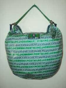 Marc Jacobs Large Blue & Green PVC Coated Cotton Large Hobo  