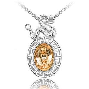   Plated Golden Swarovski Crystal Chinese Zodiac Amulet Pendant Necklace