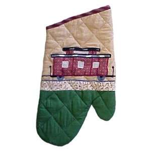    ZS Applique II Theme Trains Oven Mitt 7x12