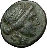   LEAGUE 196BC Apollo Athena Spear Authentic Ancient GREEK Coin  