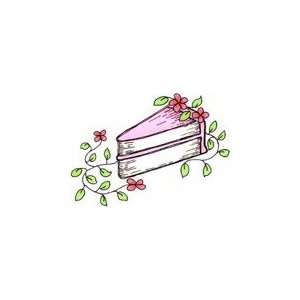 Floral Slice of Cake   Shady Tree Studio Wood Mounted Red Rubber Stamp 