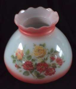 Vintage Milk Glass Light/Lamp Shade Pink ish+ Flower 8  