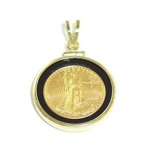  coin edge bezel with Onyx insert for 1/10 Maple Leaf gold coin (COIN 