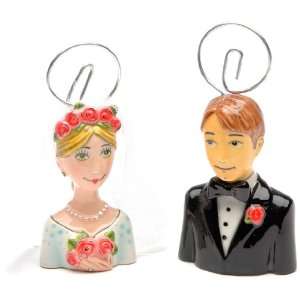 Appletree Design Groom and Bride Card Holders, 2 3/4 Inch Tall, Set of 
