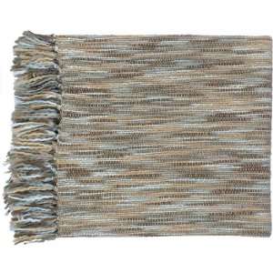  55 x 78 Misty Treasure Blue and Beige Throw Blanket 