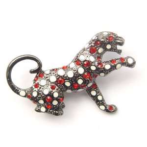   Plated Ruby Crystal Rhinestone Spotted Dog Costume Jewelry Pin Brooch