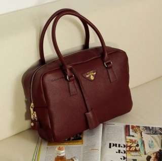 Womens PU Leather Korean Retro Bag Lady Fashion Handbag Dark Red 10 95 