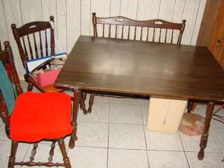Drop Leaf Kitchen Dining Set Table Furniture 3 Chairs & Bench Seat 