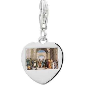   Raphaels School Of Athens Photo Heart Frame Charm Pugster Jewelry