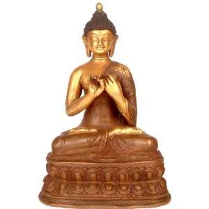  The Buddha Vairochana   Antiquated Copper Statue Gilded 