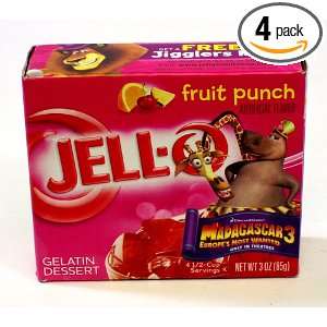 Jell o Gelatin Dessert, Fruit Punch, 3 ounce Boxes (Pack of 4)  