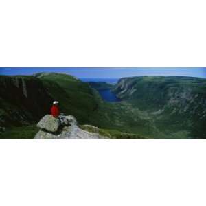 Person Sitting on Cliff, Ten Mile Pond, Gros Morne National Park 