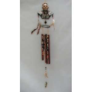    35 Large Indian Warrior Bald Wind Chime Patio, Lawn & Garden