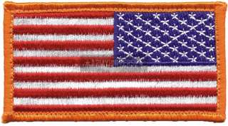 USA American Velcro REVERSED Flag Patch Gold Border (Item #17778)