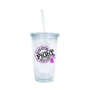   Pink, Reusable Acrylic Cup with Lid and Straw, Clear