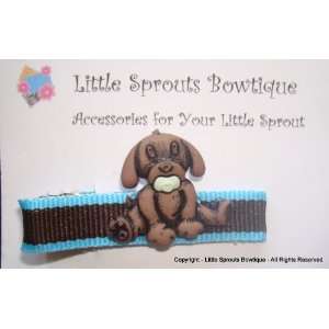    Cute Puppy with Blue Pacifier   Novelty Clip 