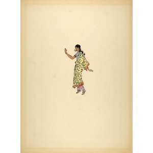  1922 Pochoir Hindu Woman Girl Costume Sari Indian India 