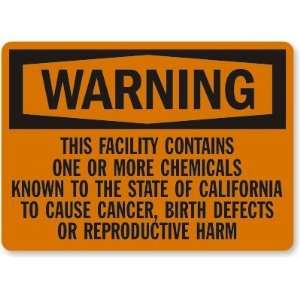 Warning This Facility Contains One Or More Chemicals 