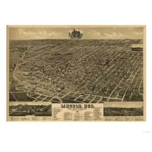  Lincoln, Nebraska   Panoramic Map Giclee Poster Print 