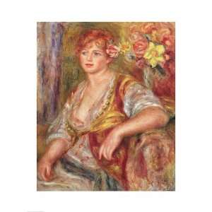 Blonde Woman with a Rose by Pierre Auguste Renoir 18.00X24.00. Art 
