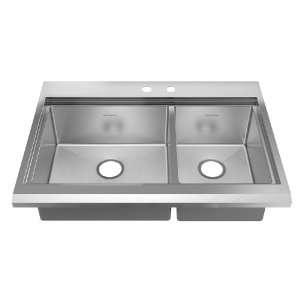  Drop In 36 Inch x 25.50 Inch Double Combination Bowl Kitchen Sink
