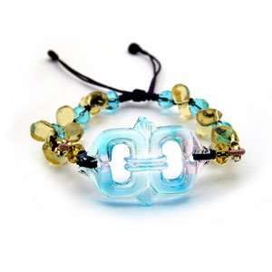  Liuli Link Chain Glass Pendant Bracelet 