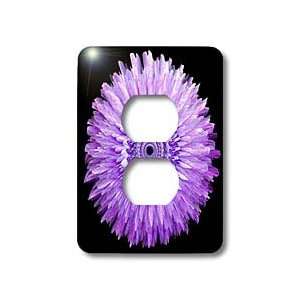   purple rose and feather rose petals mandala wreath on black background