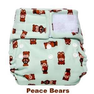 Happy Heinys One Size Diaper w/ Aplix   Peace Bears
