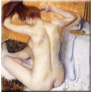  Woman Combing Her Hair 16x16 Streched Canvas Art by Degas 