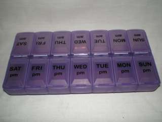   Weekly perscription Organizer Pill Box Purple pillbox AM & PM 7 Days