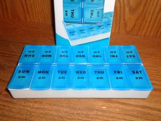   perscription Organizer Pill Box Purple pillbox AM & PM 7 Days  