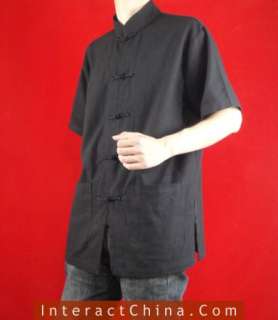 Black Premium Linen Kungfu Martial Art Clothing Shirt #101 