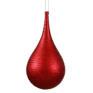  4 Red Matte Glitter Onion Drop Ornament