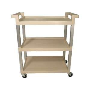   Beige Utility Cart, 3 Shelf w/ Aluminum Uprights
