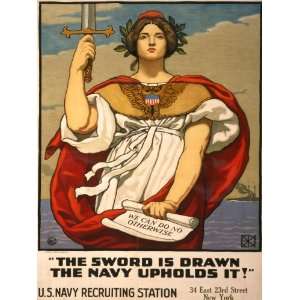  13x19 Inches Poster. The Sword is Drawn, the Navy Upholds 