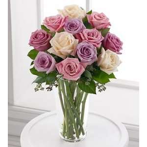 The FTD Long Stem Pastel Rose Flower Bouquet   Vase Included  