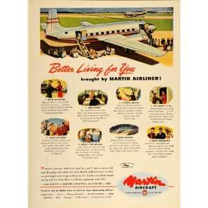  1946 Ad Martin Aircraft 1947 Airliner Airplane Tarmac 